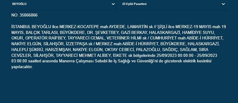 BEDAŞ İstanbul’un 22 ilçesinde elektriklerin kesileceğini duyurdu 15